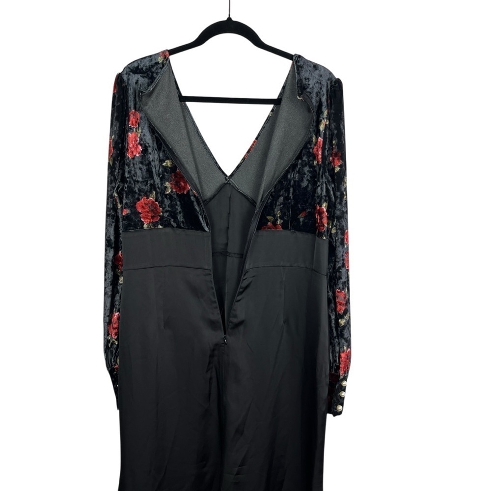 NWT Babydoll Velveteen Black Floral Bodice Satin Skirt Midi Dress XXL Whimsigoth - Picture 7 of 10